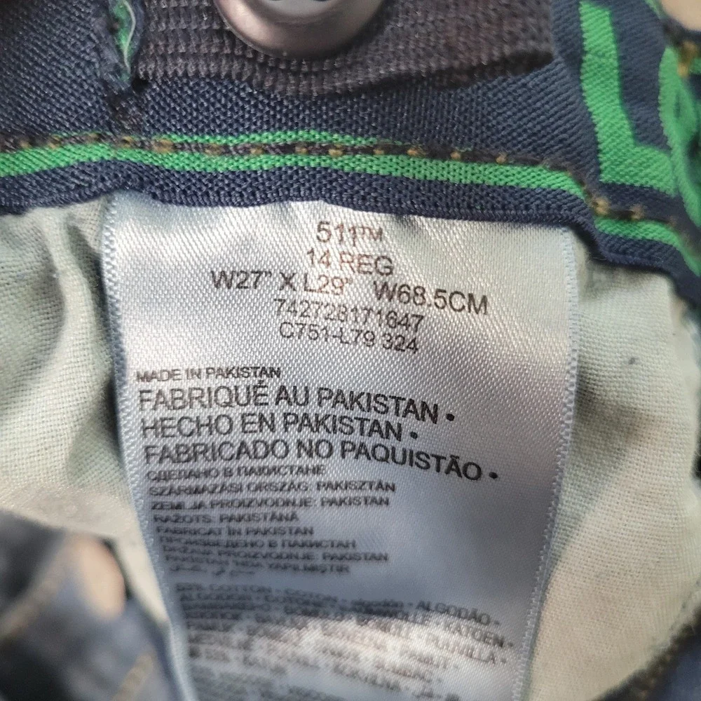Levis 511 Slim Fit Jeans Boys Size 14 Regular Medium Wash Blue Denim 27x29
